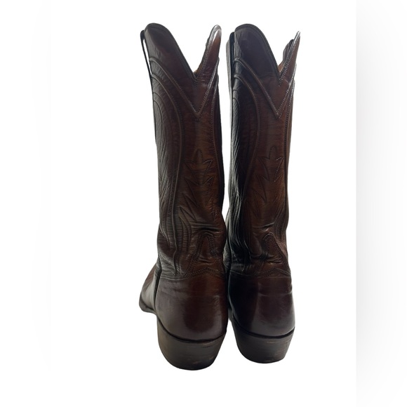 Vtg LUCCHESE 2083 Mahogany Cowgirl boots USA Sz 11C Excellent condition - Picture 7 of 16
